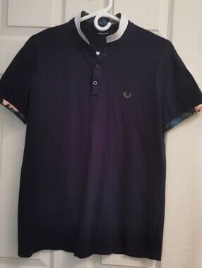 Fred Perry Navy Short-Sleeve Polo with Contrast Collar